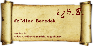 Ádler Benedek névjegykártya