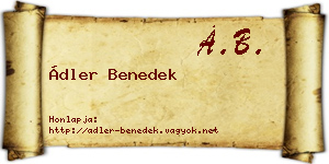 Ádler Benedek névjegykártya